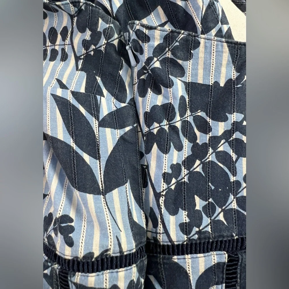 Banana Republic Cotton Sheath Blue & White Stripe with Leaves Pattern Sundress - Picture 14 of 16